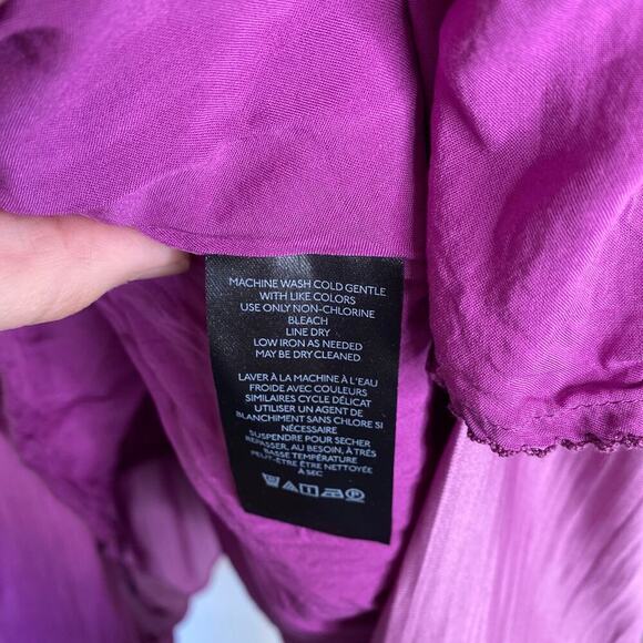 ANTHROPOLOGIE V-Neck Vibrant Mini Dress Orchid Purple Size 4 Satin - Picture 8 of 10